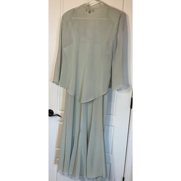 R&M Richards Mint Green Long Formal w/Matching 3/4 Sleeve Jacket Petite 16 - Picture 4 of 10